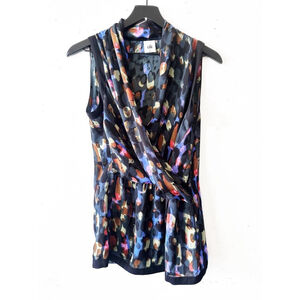 Cabi Abstract Drape Front Blouse Sz Small | Festive Holiday Layering Top
